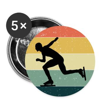Eisschnelllauf Schlittschuh Skate Vintage Retro - Buttons klein 25 mm (5er Pack) - Weiß - Vorne
