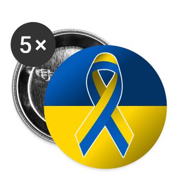 Freiheit für die Ukraine - Buttons klein 25 mm (5er Pack) - Weiß - Vorne