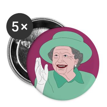Retro shirt design of Queen Elizabeth II. - Buttons small 1''/25 mm (5-pack) - white - Front