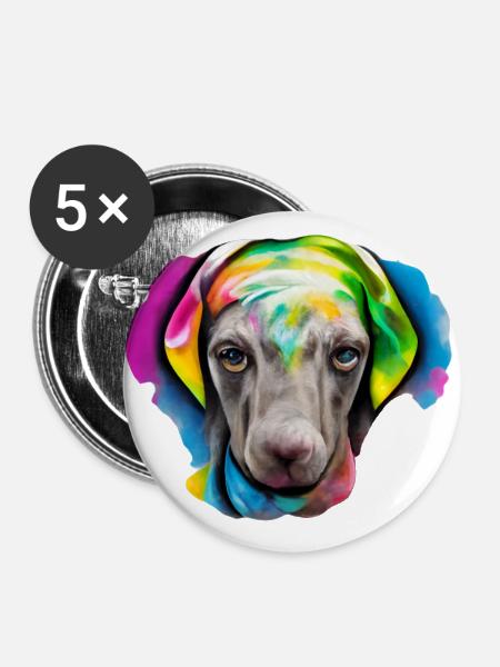 Weimaraner in Farbe - Buttons klein 25 mm (5er Pack) - Weiß