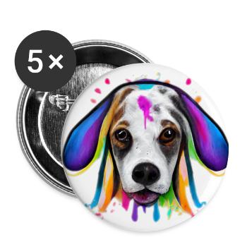 Basset-Hound in colour - Buttons small 1''/25 mm (5-pack) - white - Front