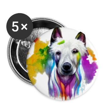 Weißer Schäferhund - Berger Blanc Design - Buttons klein 25 mm (5er Pack) - Weiß - Vorne