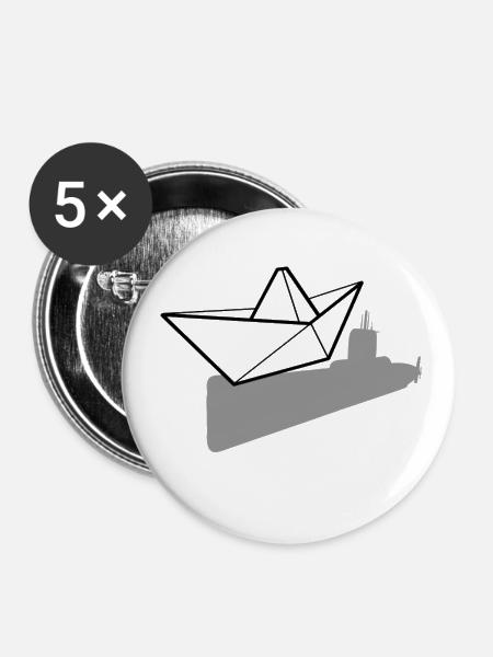Papier-Unterwasser-Bootsschirm - Buttons klein 25 mm (5er Pack) - Weiß