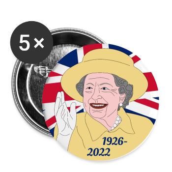Queen Elizabeth II - 1926-2022 - Buttons small 1''/25 mm (5-pack) - white - Front