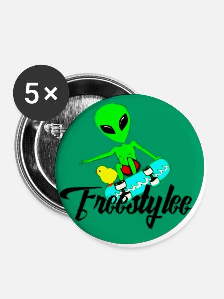 👽 ALIENWEAR™ - Buttons klein 25 mm (5er Pack) - Weiß