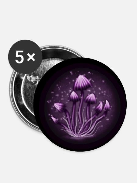 Magic mushrooms - Buttons klein 25 mm (5er Pack) - Weiß