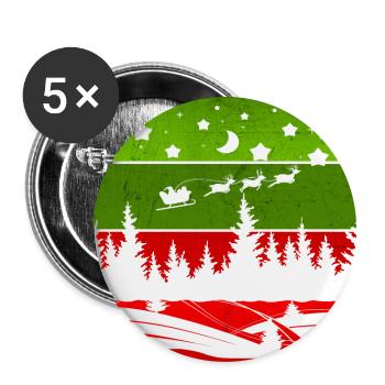 Motif de Noël - Noël vintage rouge et vert Sapins - Lot de 5 petits badges (25 mm) - blanc - Devant