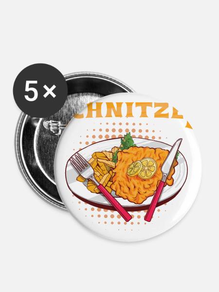 Nur noch ein Schnitzel versprochen - Buttons klein 25 mm (5er Pack) - Weiß