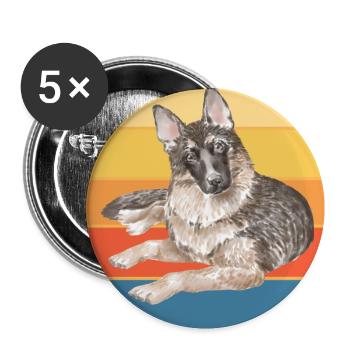 Deutscher Schäferhund Rasse Vintage Retro Sonnenuntergang - Buttons klein 25 mm (5er Pack) - Weiß - Vorne