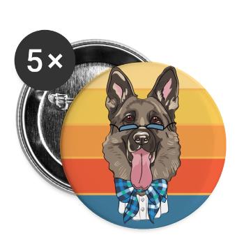 German Shepherd Dog Breed Vintage Retro Sunset - Buttons small 1''/25 mm (5-pack) - white - Front
