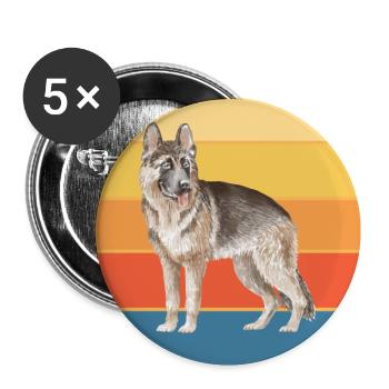 German Shepherd Dog Breed Vintage Retro Sunset - Buttons small 1''/25 mm (5-pack) - white - Front