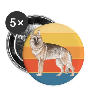 German Shepherd Dog Breed Vintage Retro Sunset - Buttons small 1''/25 mm (5-pack) - white - Front