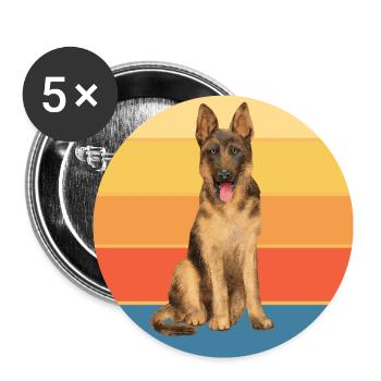 German Shepherd Dog Breed Vintage Retro Sunset - Buttons small 1''/25 mm (5-pack) - white - Front