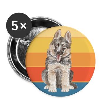German Shepherd Dog Breed Vintage Retro Sunset - Buttons small 1''/25 mm (5-pack) - white - Front