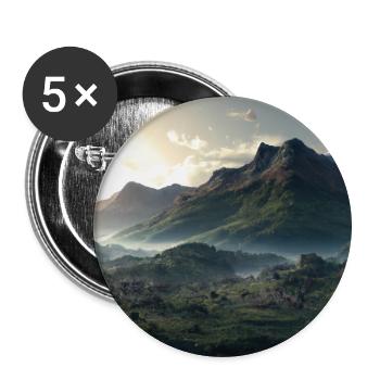 Wunderschöne Berglandschaft im Nebel - Buttons klein 25 mm (5er Pack) - Weiß - Vorne