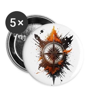 Gardez le cap : boussole nautique pour la navigation - Lot de 5 petits badges (25 mm) - blanc - Devant
