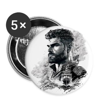 Abenteuer auf hoher See, Seemann Segelschiff - Buttons klein 25 mm (5er Pack) - Weiß - Vorne