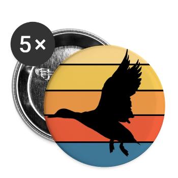 Mignon Canard Vintage Rétro Coucher de Soleil Animal Lover Design - Lot de 5 petits badges (25 mm) - blanc - Devant