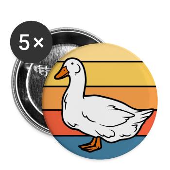 Mignon Canard Vintage Rétro Coucher de Soleil Animal Lover Design - Lot de 5 petits badges (25 mm) - blanc - Devant