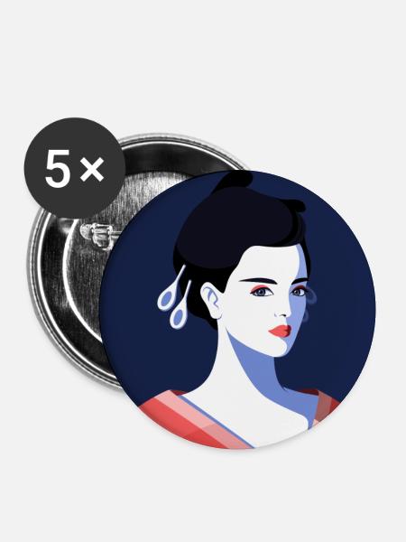 Frau - Mädchen - stilvoll - Buttons klein 25 mm (5er Pack) - Weiß