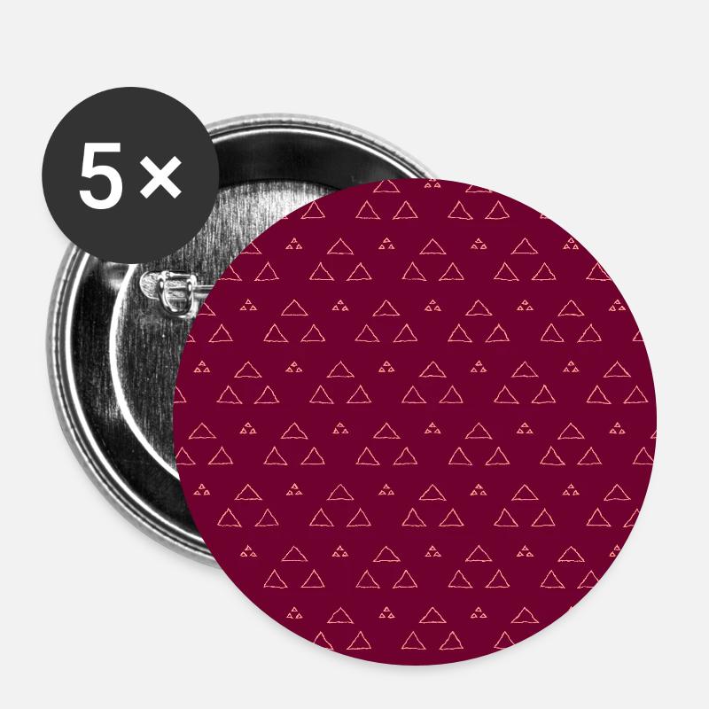 Motif (triangles, violet) - Lot de 5 petits badges (25 mm) - blanc