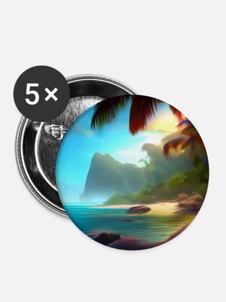 Tropical beach - Buttons klein 25 mm (5er Pack) - Weiß