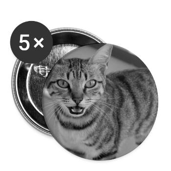 Katze Porträt weiß-schwarz - Buttons klein 25 mm (5er Pack) - Weiß - Vorne