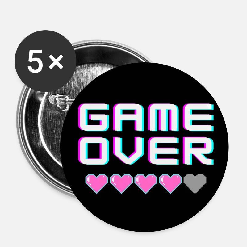 Game Over Geek - Buttons klein 25 mm (5er Pack) - Weiß