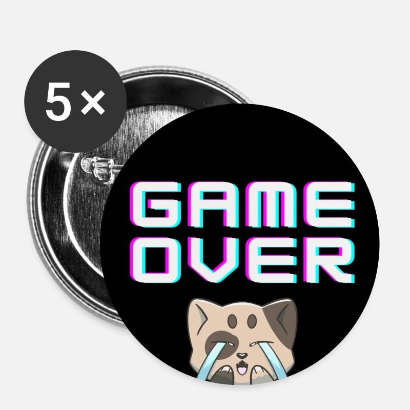 Game Over Chat - Buttons klein 25 mm (5er Pack) - Weiß