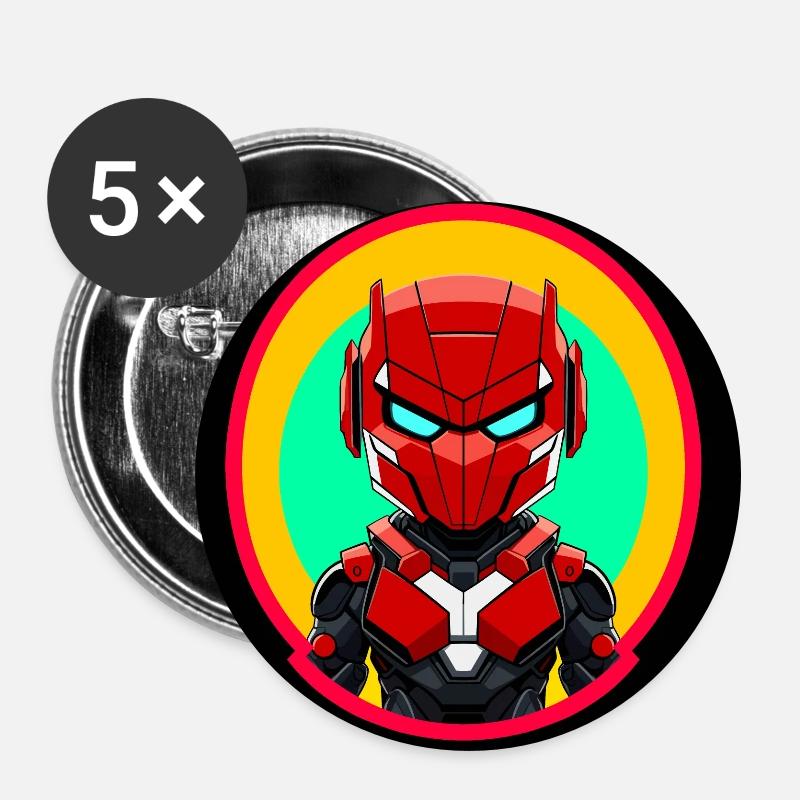 Bébé Robot - Lot de 5 petits badges (25 mm) - blanc