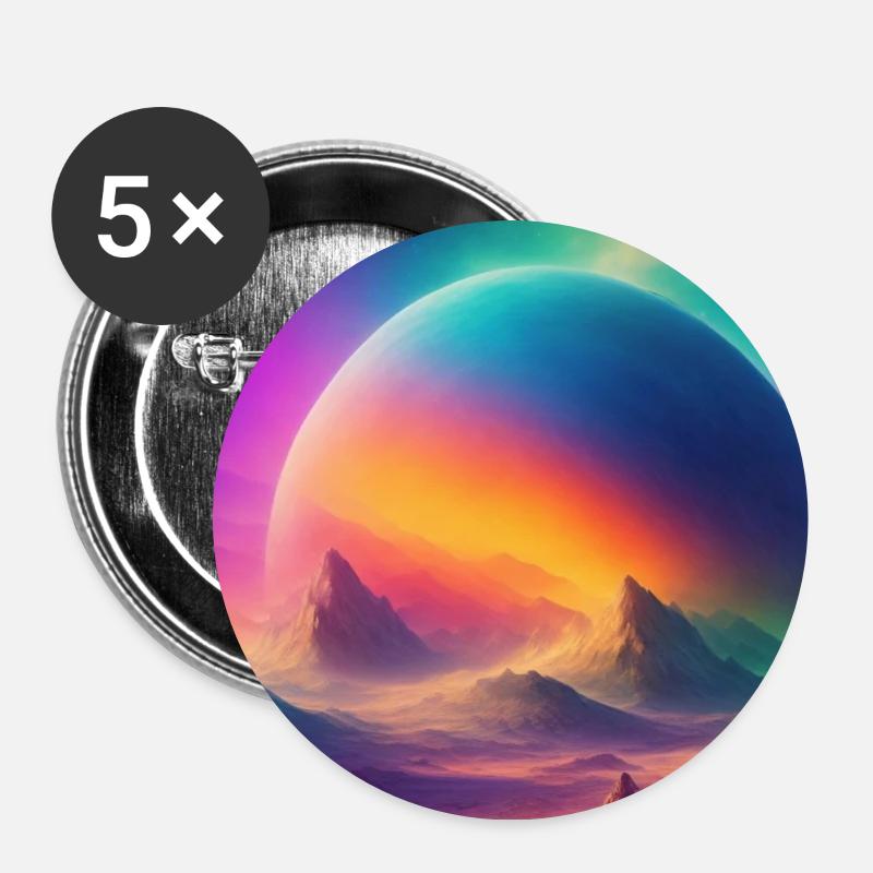 Planet - Buttons klein 25 mm (5er Pack) - Weiß