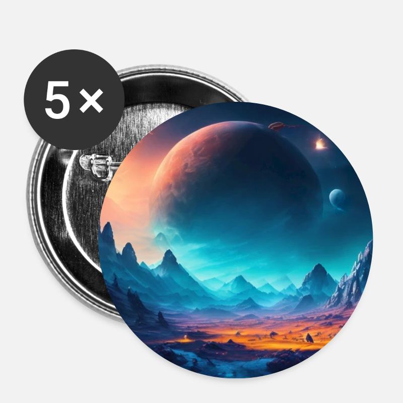 A mysterious alien planet - Buttons klein 25 mm (5er Pack) - Weiß