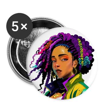 Femme cosmos - Lot de 5 petits badges (25 mm) - blanc - Devant