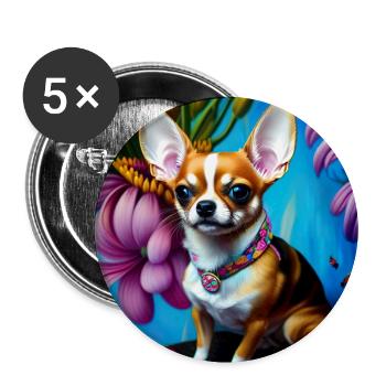 Chihuahua - Chéri - Lot de 5 petits badges (25 mm) - blanc - Devant