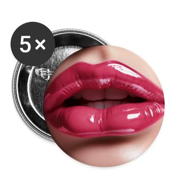 extra Glossy Kissing Lips - Buttons small 1''/25 mm (5-pack) - white - Front