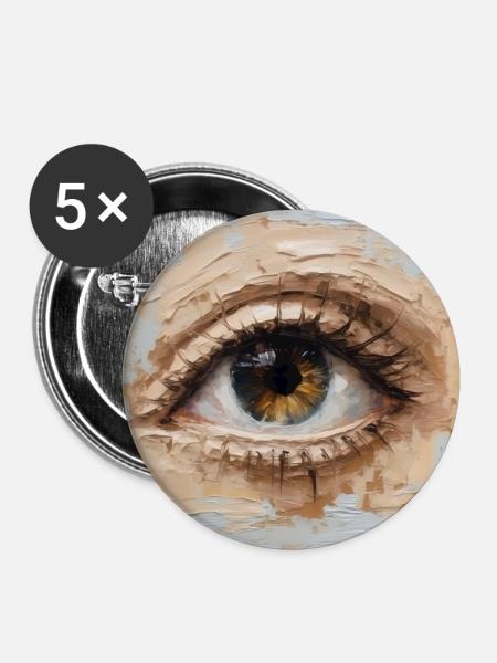 Auge Gemälde - Buttons klein 25 mm (5er Pack) - Weiß