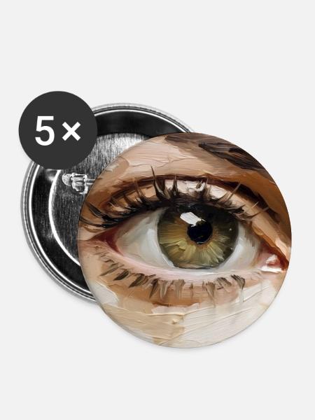 Auge Gemälde - Buttons klein 25 mm (5er Pack) - Weiß