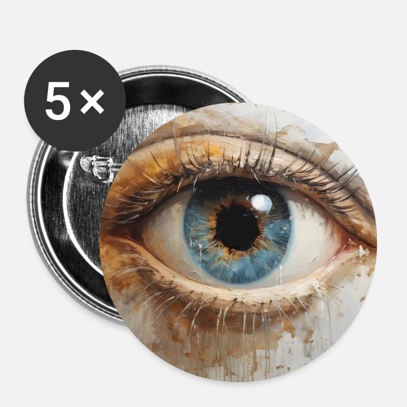 Peintures d’yeux - Lot de 5 petits badges (25 mm) - blanc