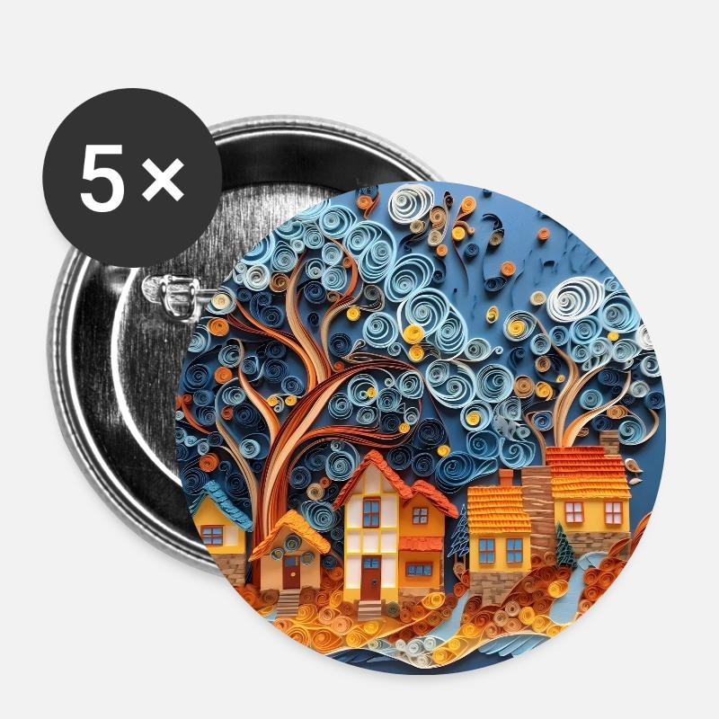 Cité de papier - Lot de 5 petits badges (25 mm) - blanc