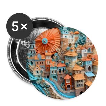 Papier Stadt - Buttons klein 25 mm (5er Pack) - Weiß - Vorne