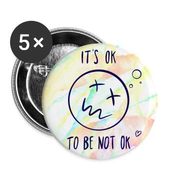 IMOK - Lot de 5 petits badges (25 mm) - blanc - Devant