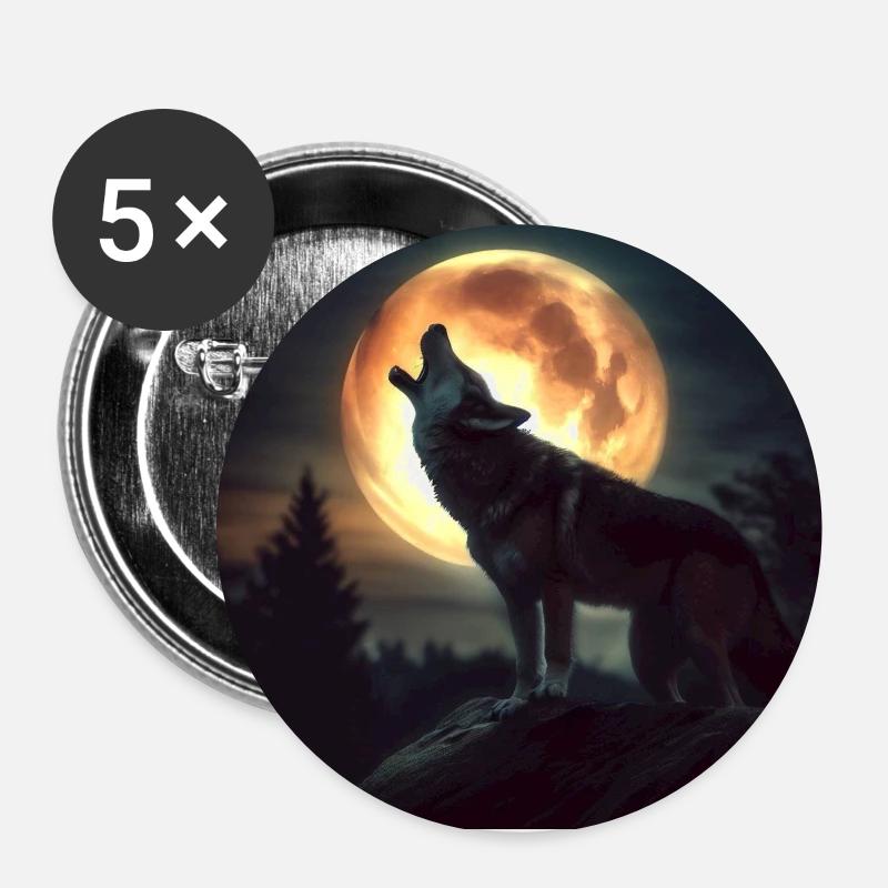 lone wolf - Buttons small 1''/25 mm (5-pack) - white