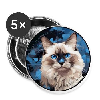 Ragdoll Katze - Buttons klein 25 mm (5er Pack) - Weiß - Vorne