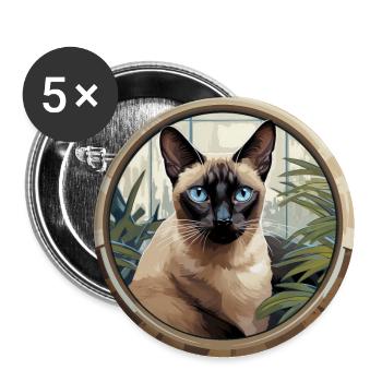 Siamkatze - Buttons klein 25 mm (5er Pack) - Weiß - Vorne