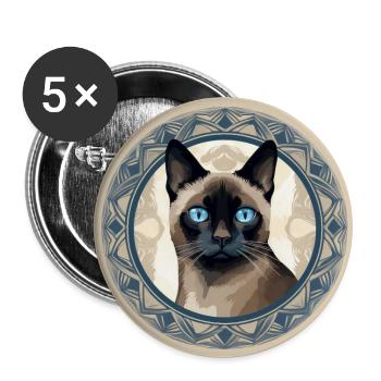 Siamkatze - Buttons klein 25 mm (5er Pack) - Weiß - Vorne