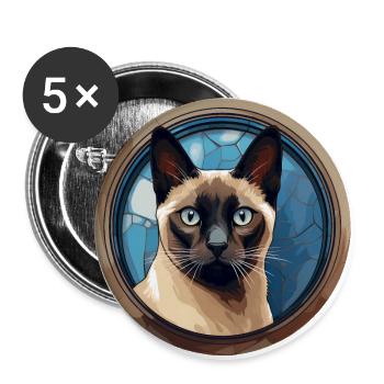 Siamkatze - Buttons klein 25 mm (5er Pack) - Weiß - Vorne