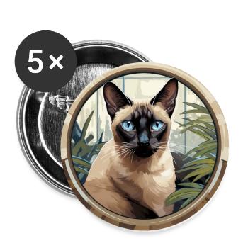 Siamkatze - Buttons klein 25 mm (5er Pack) - Weiß - Vorne