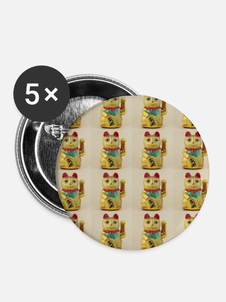 Lucky 16 Cats - Buttons klein 25 mm (5er Pack) - Weiß