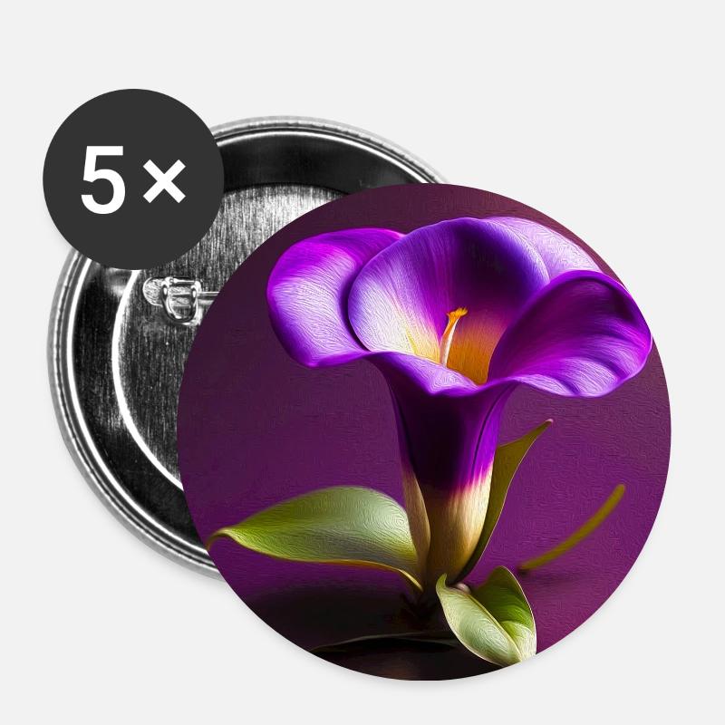 Purple Calla - Buttons small 1''/25 mm (5-pack) - white