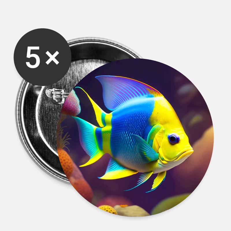 Angelfish - Buttons small 1''/25 mm (5-pack) - white